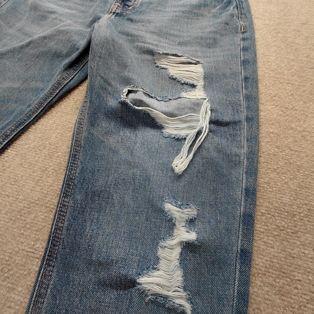 Old‎ Navy High Rise Slouchy Straight Crop Jeans Womens Size 2 Distress Raw Hem - Picture 2 of 10